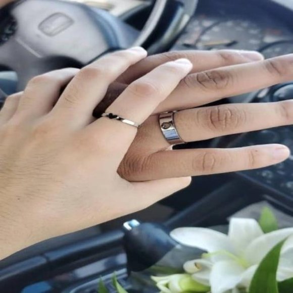 Matching Heart Rings for Couples I Love You Engagement Wedding Ring, Size M10/W7 - Picture 1 of 5